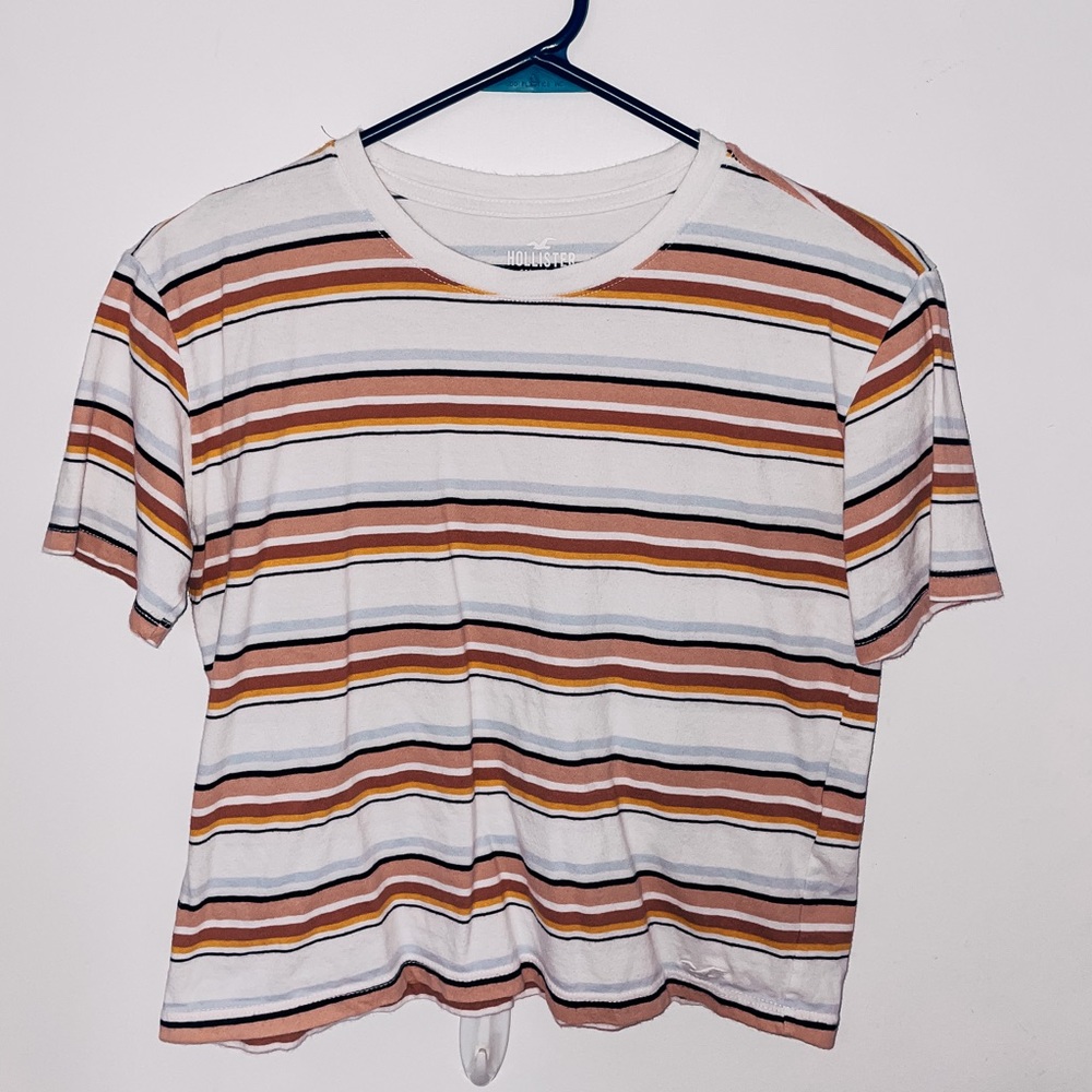 HOLLISTER striped crop tee